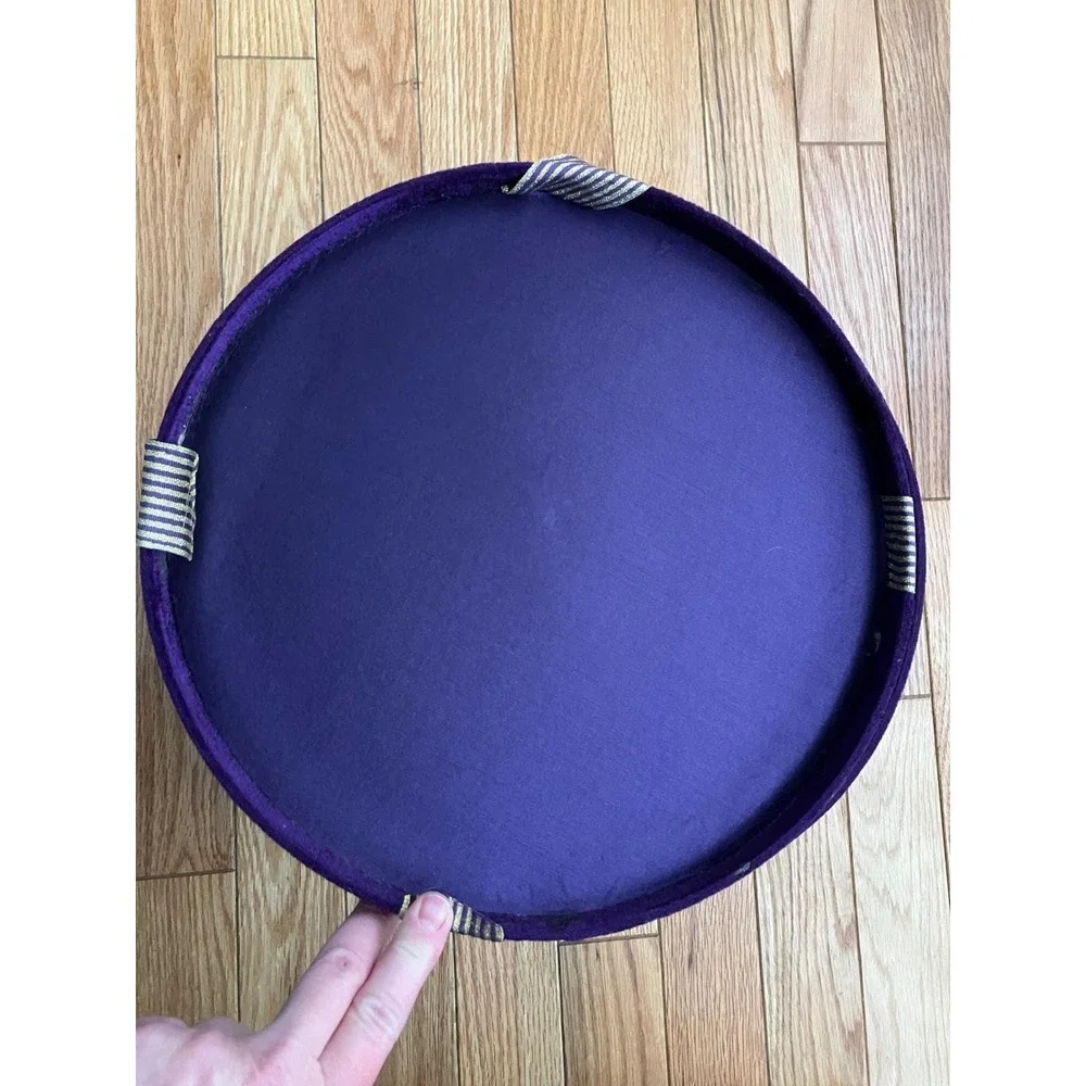 Vintage Purple Round Velvet Hat Box Storage Container Decorative Gift Present